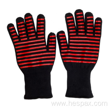 Hespax Silicone Kitchen Oven BBQ Heat Resistant Gloves